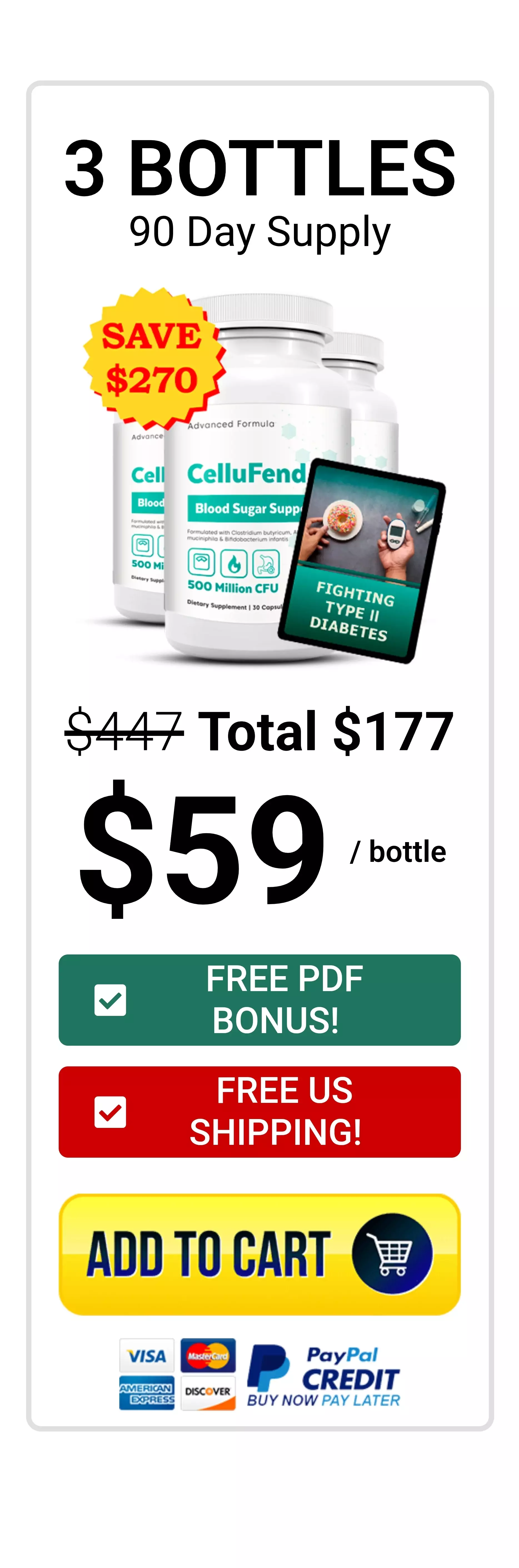 CelluFend™ 3 bottles pricing